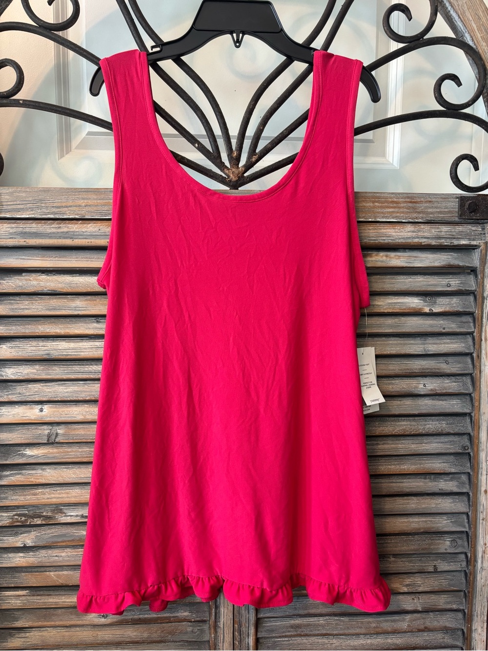 crown & ivy Sleeveless Ruffle-Hem Tank Top - Hot Pink